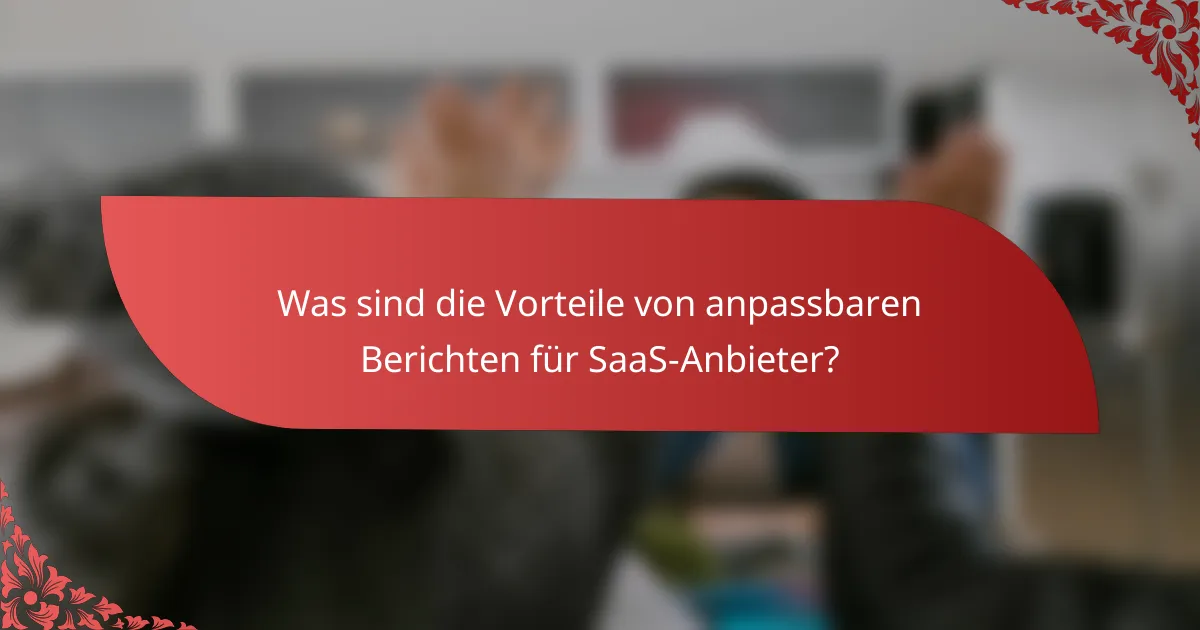 Was sind die Vorteile von anpassbaren Berichten für SaaS-Anbieter?